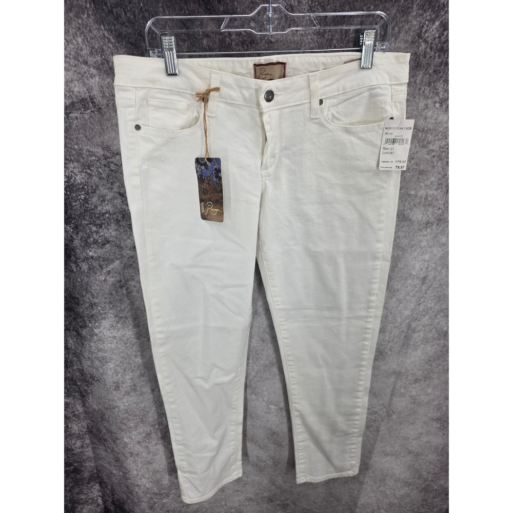 Paige Jeans Womens 31 White Roxie Crop Slim Straight Denim Mid Rise Designer New